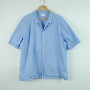 Universal Works Mens XXL Sky Blue Cotton Short Sleeve Camp Collar Shirt